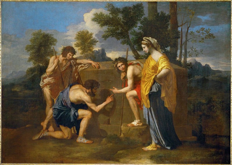 Nicolas_Poussin ''et in arcadia ego'' 1637-1638 Λούβρο (the Arcadian shepherds) (rococo)